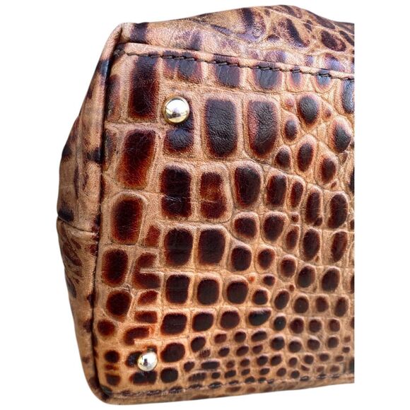 Due Fratelli 2 Strap Brown Leather Tote Shoulder Bag Crocodile Embossed mob wife - Picture 4 of 16